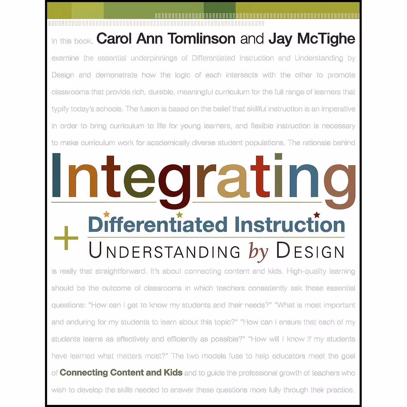 کتاب زبان اصلی Integrating Differentiated Instruction  Understanding by Design