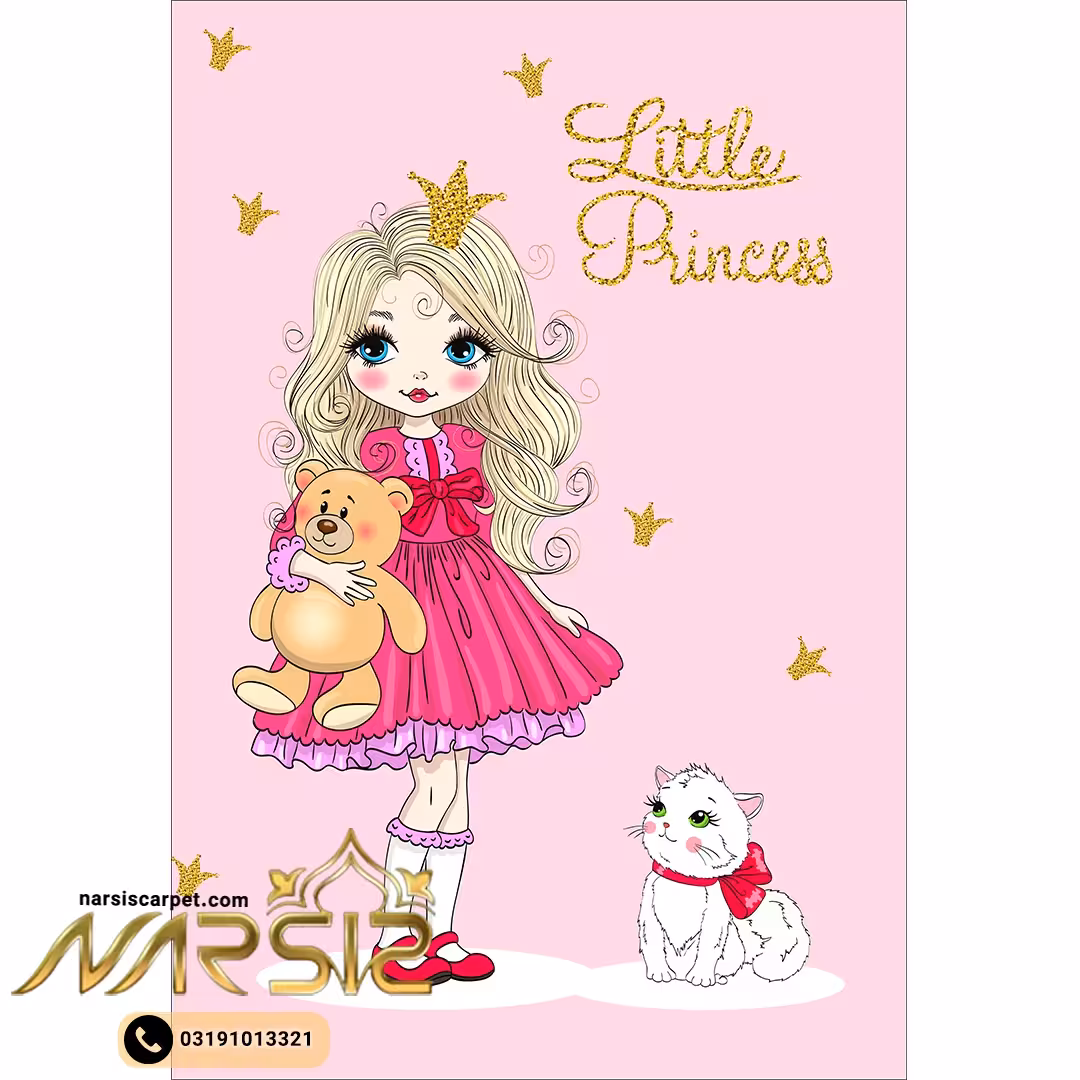 فرشینه کودک دخترانه طرح پرنسس کوچک کد 6091