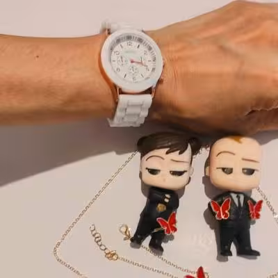 ساعت سیلیکونی فریم رزگلد جنوا   ست هدیه