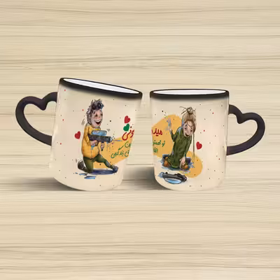 ماگ حرارتی مدل دسته قلبی طرح عاشقانه کد 89