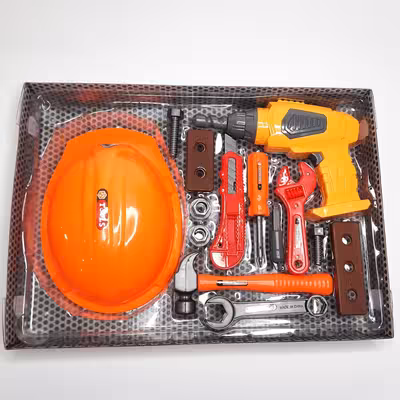 ست اسباب بازی ابزار مدل دریل و کلاه کد 76