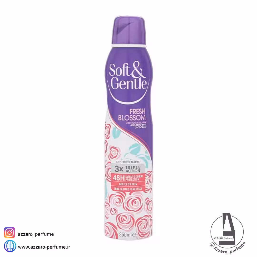 اسپری بدن سافت اند جنتل Soft &amp; Gentle رایحه Fresh Blossom (رز وحشی و وانیل) حجم 250 میل