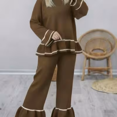 ست بافت زنانه تونیک شلوار بافت زنانه بلوز شلوار بافت زنانه