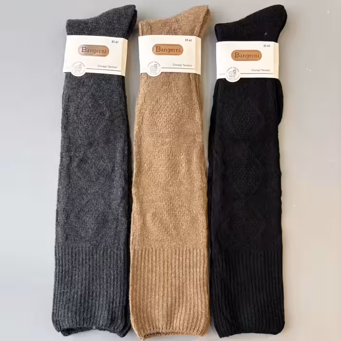 جوراب بافت پشمی ساق بلند رو زانو ژاکارد