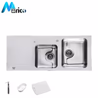 سینک استیل البرز مدل کریستال سفید توکار دو لگنه