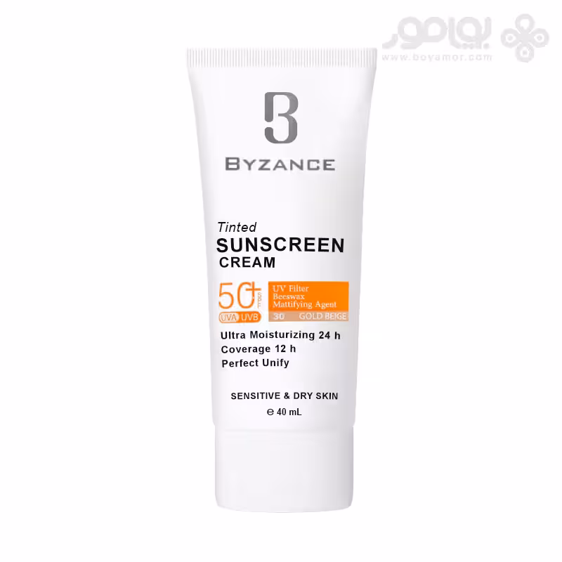 کرم ضد آفتاب رنگی بیزانس SPF50 شماره 30 رنگ بژ طلایی حجم 40 میل