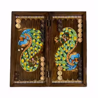 تخته نرد چوب روسی طرح طاووس