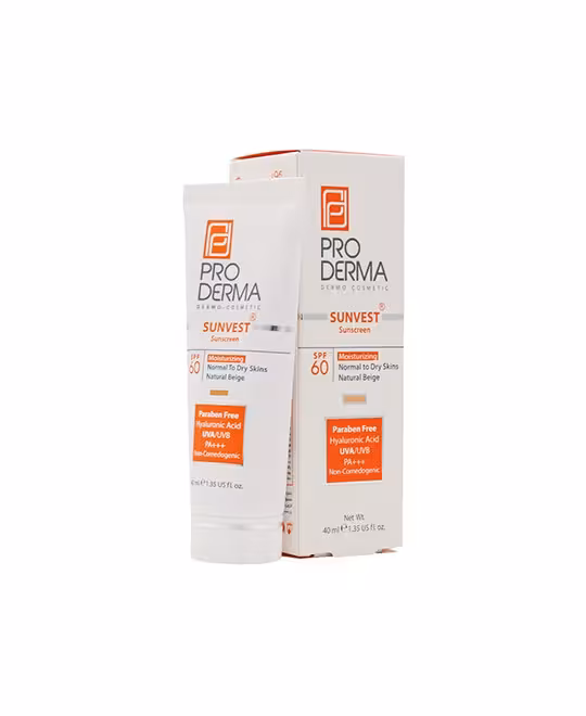 کرم ضد آفتاب و مرطوب کننده SPF60 پرودرما 40 میلی لیتر