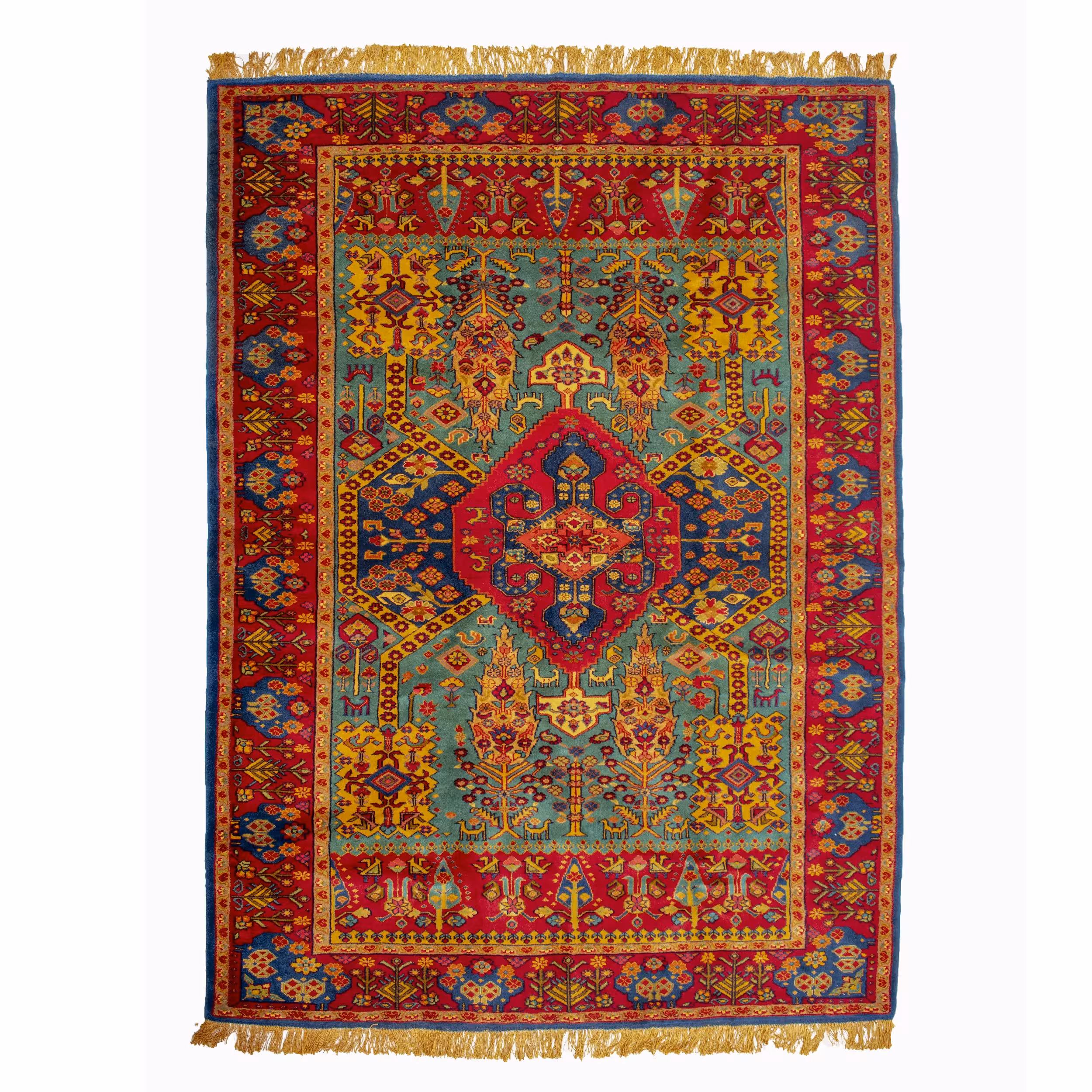 فرش دستبافت 3 متری چله و گل ابریشم تک ترنج