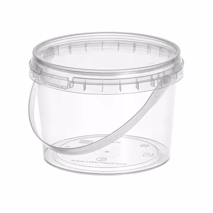 سطل مایکروویوی 610 شفاف طب پلاستیک (200 عدد) دسته دار