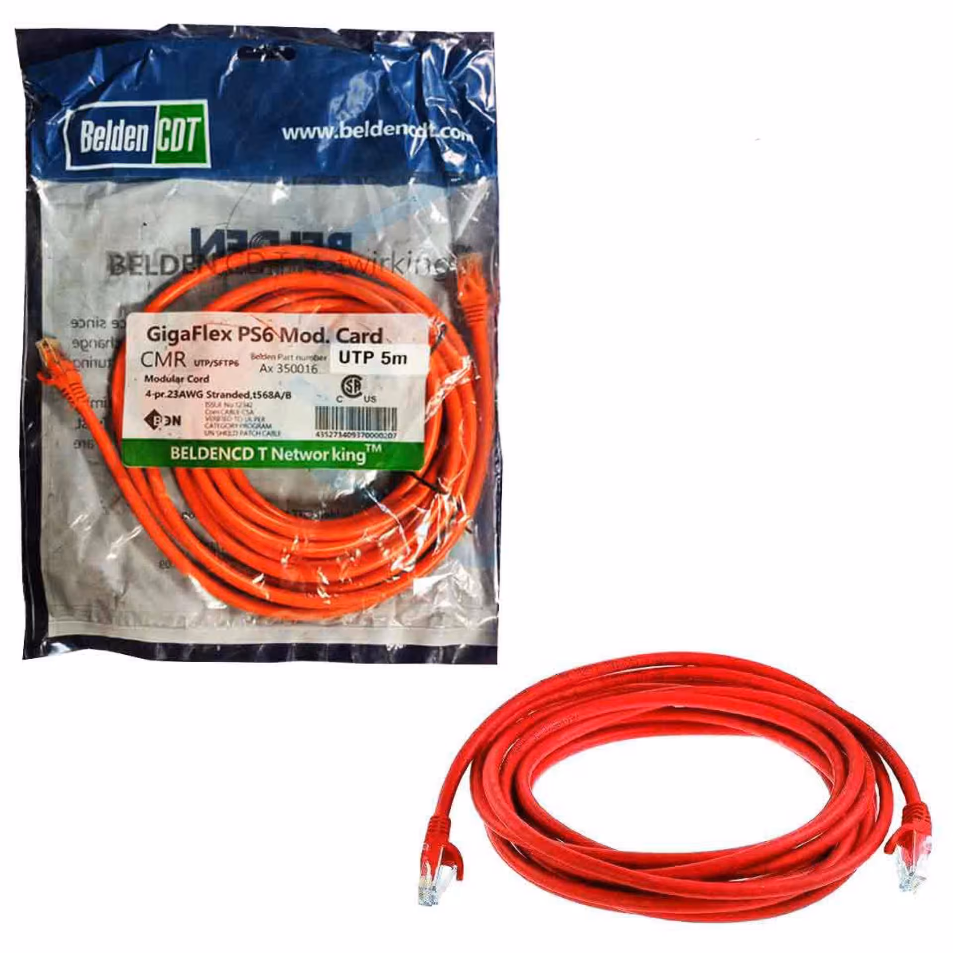 کابل شبکه 5 متری cat 6 مدل belden کیفیت عالی
