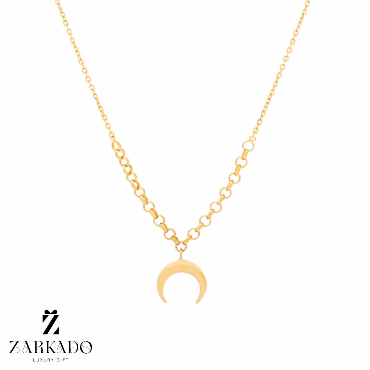 گردنبند طلا ماه با زنجیر رولو کد N24892