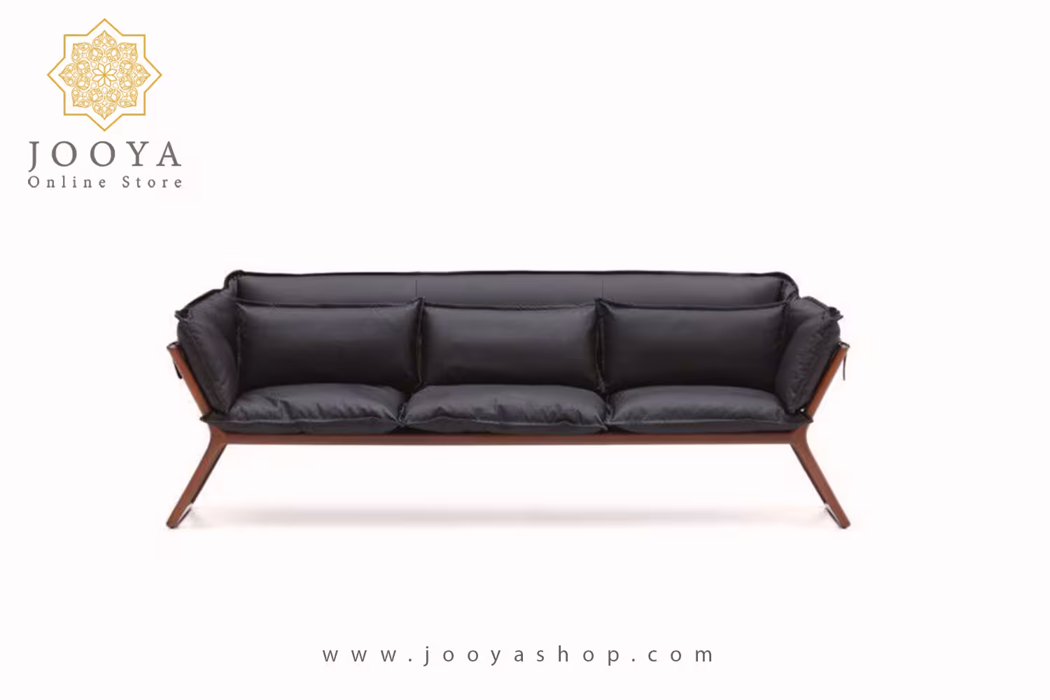 مبل سه نفره چوبی نظری مدل استی با روکش چرم Stay Triple Seat