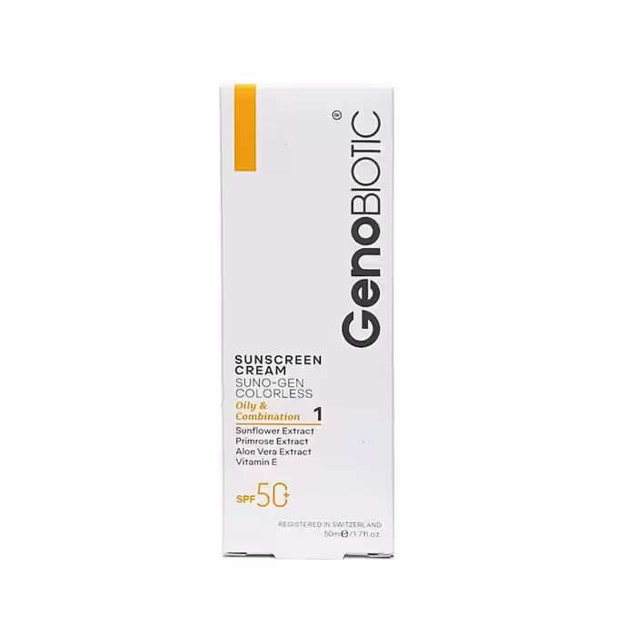 کرم ضد آفتاب SPF50 ژنوبایوتیک فاقد چربی مناسب پوست چرب