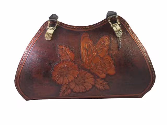 کیف دستی مجلسی چرم زنانه حکاکی شده کد 101444