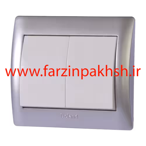 کلید دو پل توکار دلند مدل آریا با قاب رنگی