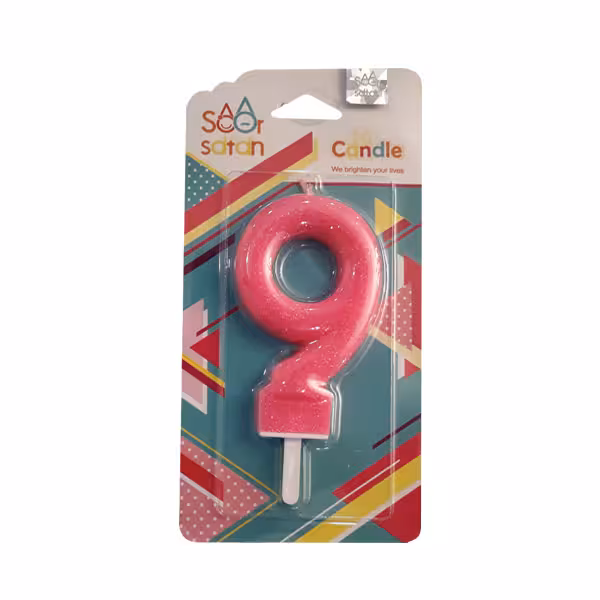 شمع تولد عدد 9 صورتی اکلیلی