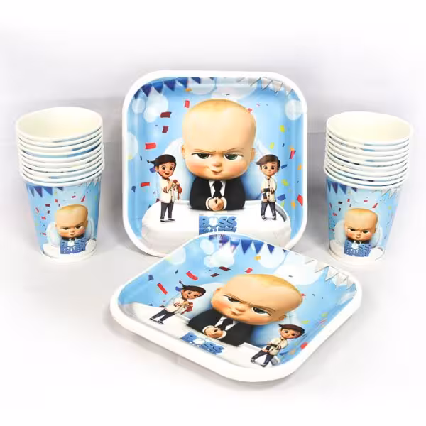 بشقاب لیوان طرح بچه رئیس