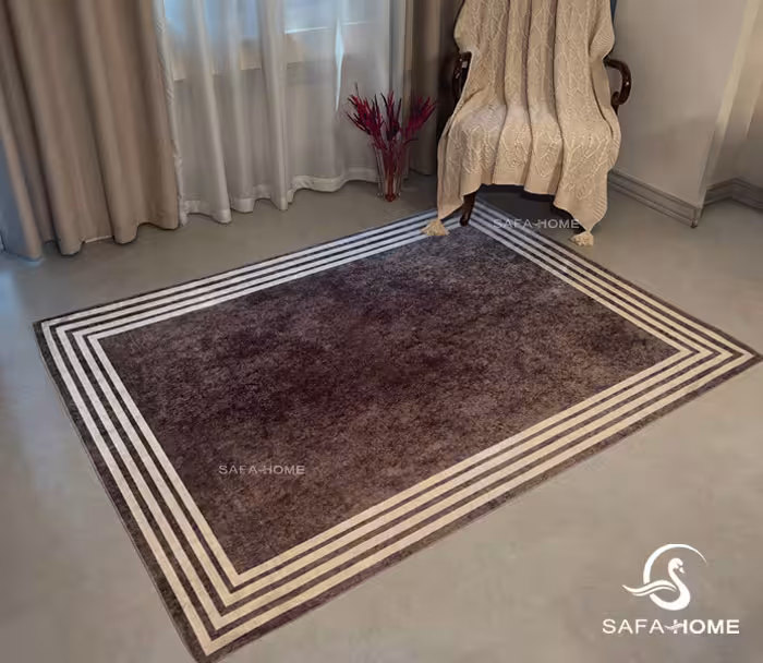 زیر سفره طرح خطی قهوه ای کد 1318