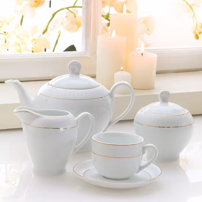 چینی زرین سرویس 17 پارچه چای خوری طرح سپید صدف