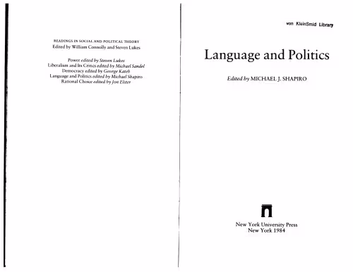 خرید و دانلود نسخه کامل کتاب Language and Politics (Readings in Social and Political Theory)