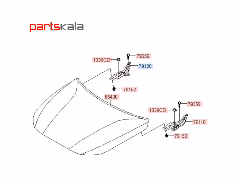 لولای راست درب موتور آزرا گرنجور
