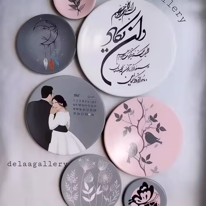 ست هفت تیکه دیوارکوب سفالی سایز 25 در 25 و20 در 20 و 15 در 15 و 10 در 10.. مناسب ازدواج