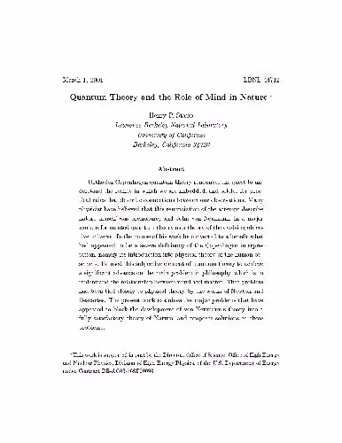 خرید و دانلود نسخه کامل کتاب Quantum theory and the role of mind in nature