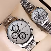 ساعت مچی ست زنانه مردانه سیتیزن نقره ای (طرح سه موتوره تقویم فعال)