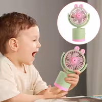 پنکه شارژی دستی سبز صورتی  کد ZB141