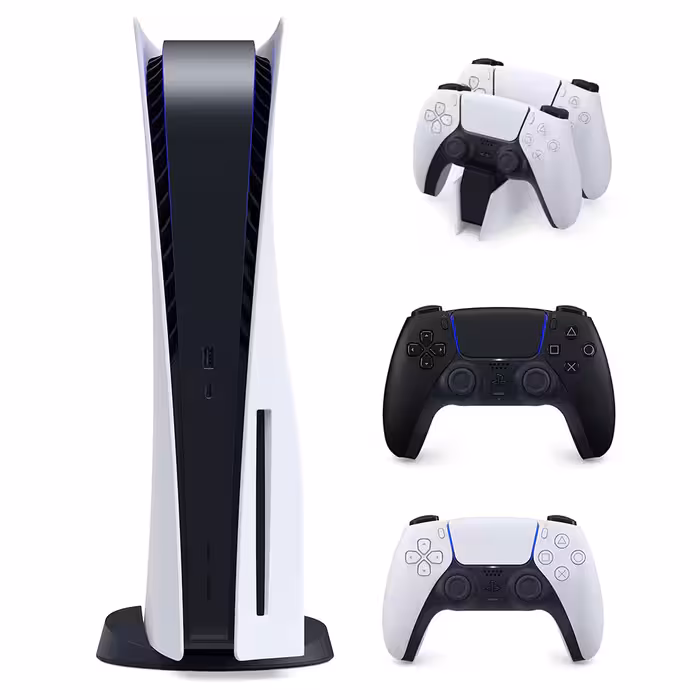 باندل کنسول بازی سونی مدل پلی استیشن (Playstation 5 Made In Japan (1100 Drive با یک پایه شارژر و یک دسته بازی