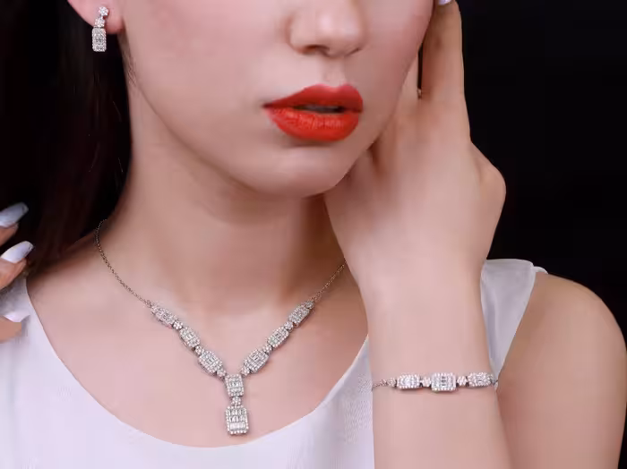 سرویس نقره امرالدکات جواهری زنانه کد 60292