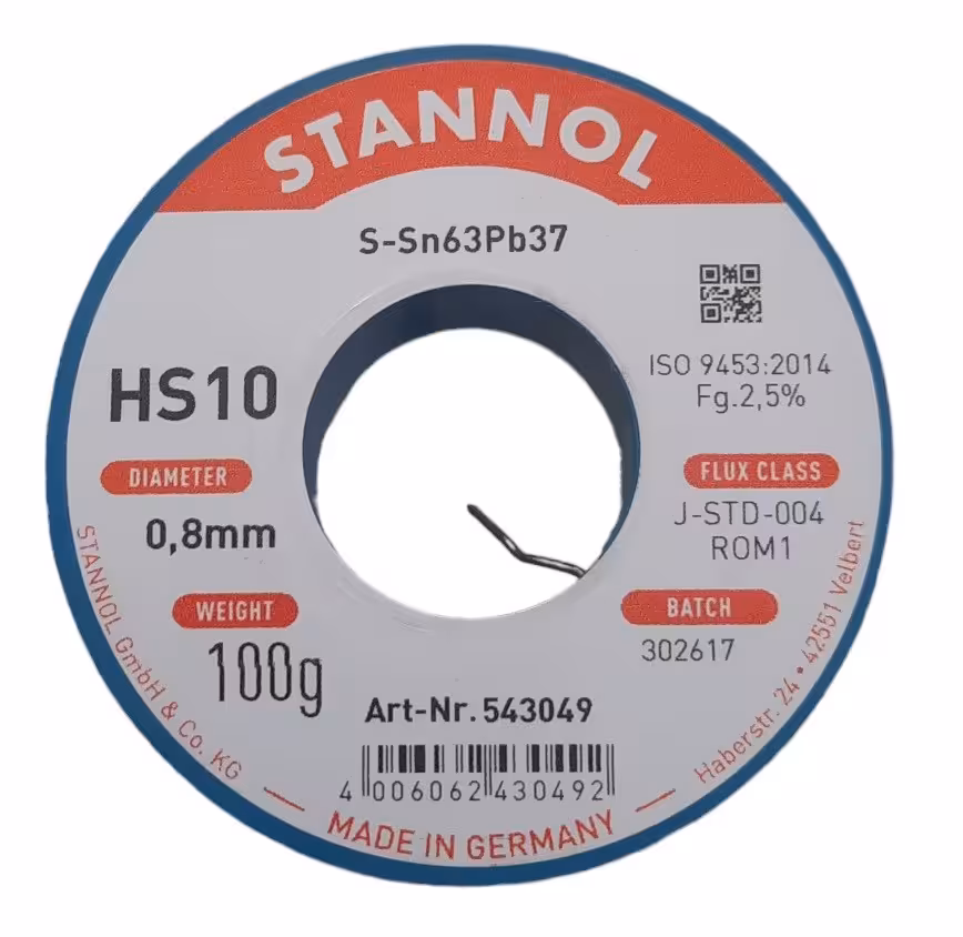 سیم لحیم آلمانی استانول 0.8 میلی متر 100 گرمی STANNOL Soldering Wire 100gr 0.8mm