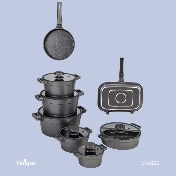 سرویس قابلمه یونیک مدل دیاموند 15 پارچه طوسی کد UN-8522