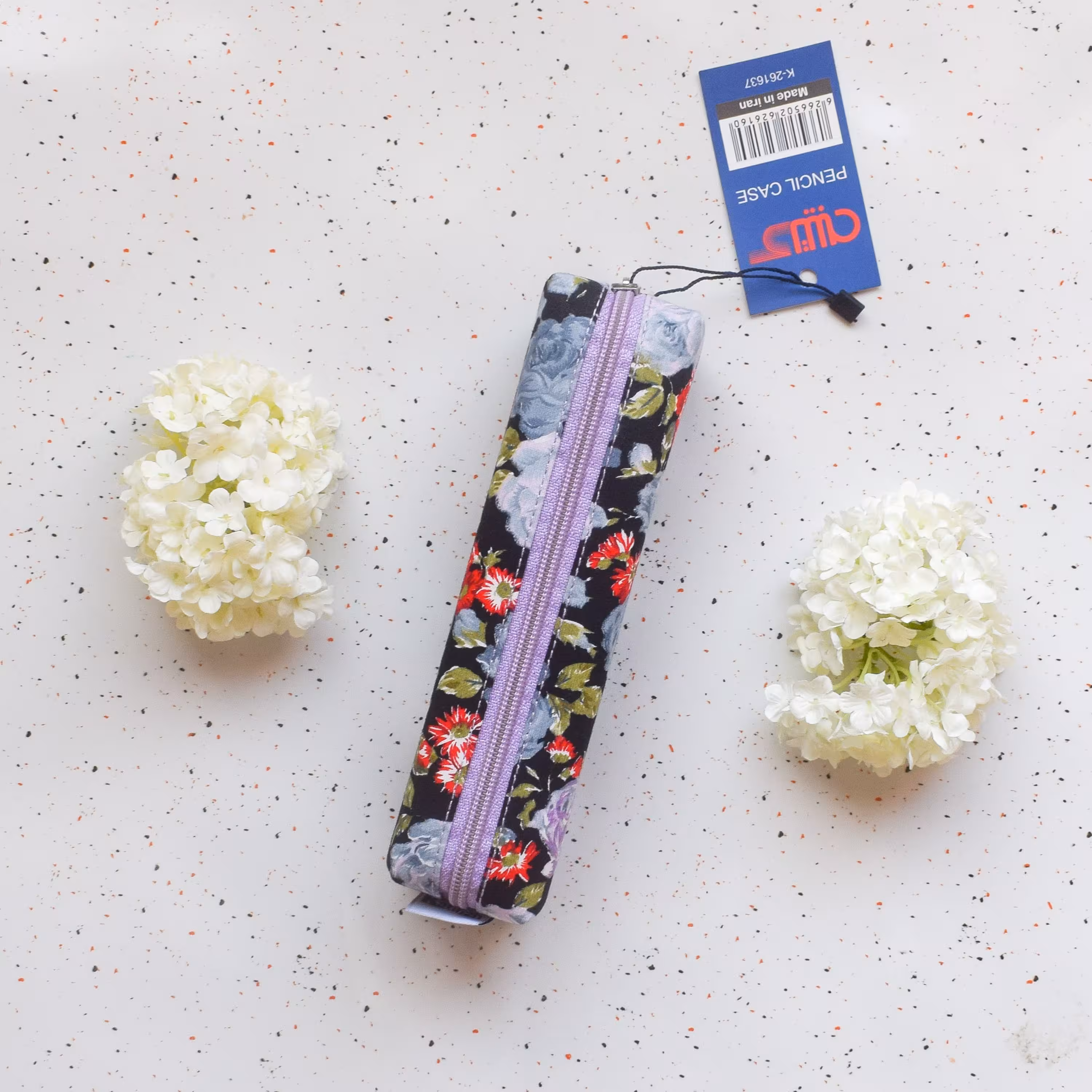 جامدادی پارچه ای کتیبه گلدار کلاسیک بنفش