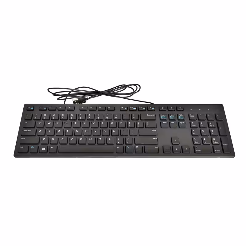 کیبورد دل مدل KB216 با سوییچ سیزر مشکی، Full Size، اتصال Plug & Play