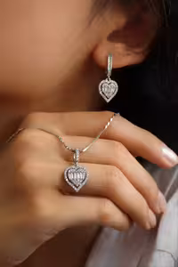 نیمست قلب نقره جواهری کد 00473