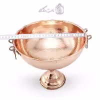 شیرینی خوری مسی پایه دار زنجان گوشواره ای 23 سانتی کد AH-51