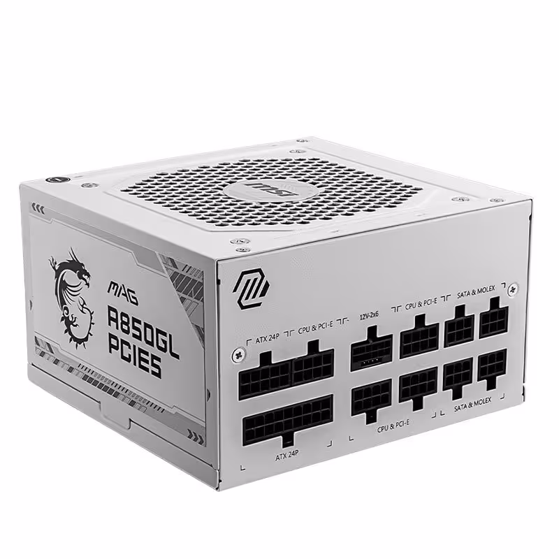 منبع تغذیه کامپیوتر تمام ماژولار ام اس آی مدل MAG A850GL PCIE5 White با توان 850 وات