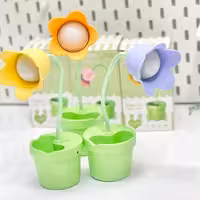 چراغ مطالعه شارژی فانتزی طرح گل آبی و گلدان سه کاره