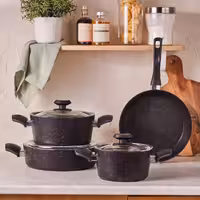 سرویس قابلمه بیوگرانیت 7 پارچه Karaca ترکیه مدل Defne V2 مشکی