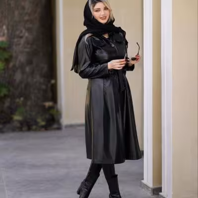 بارانی چرم زنانه کاپشن زنانه کاپشن بلند چرم