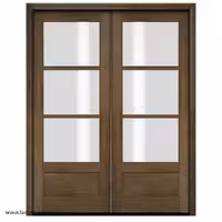 درب چوبی با چوب بلوط اروپایی دو لنگه شیشه خور کد 1205