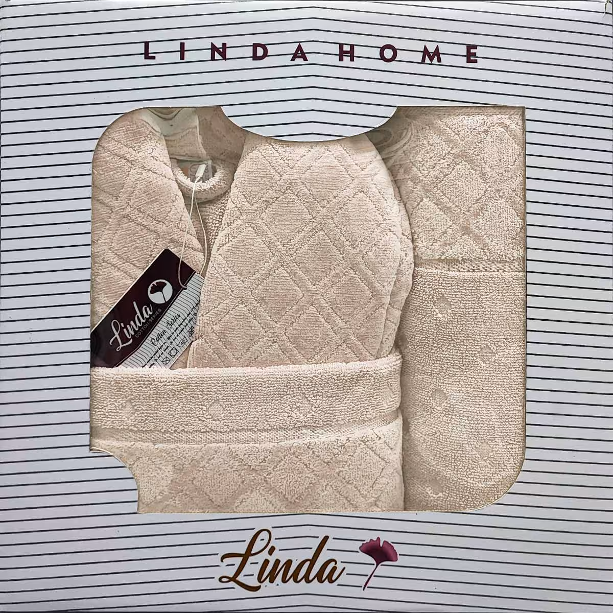 حوله نیم سرویس Linda لوزی بژ