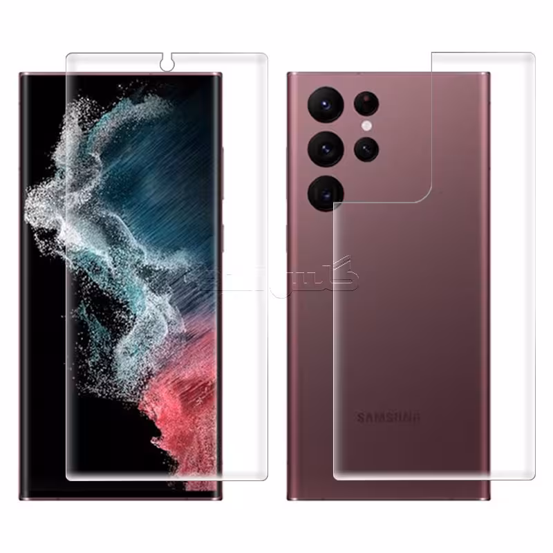 گلس هیدروژلی شفاف سامسونگ S22 Ultra به همراه محافظ پشت