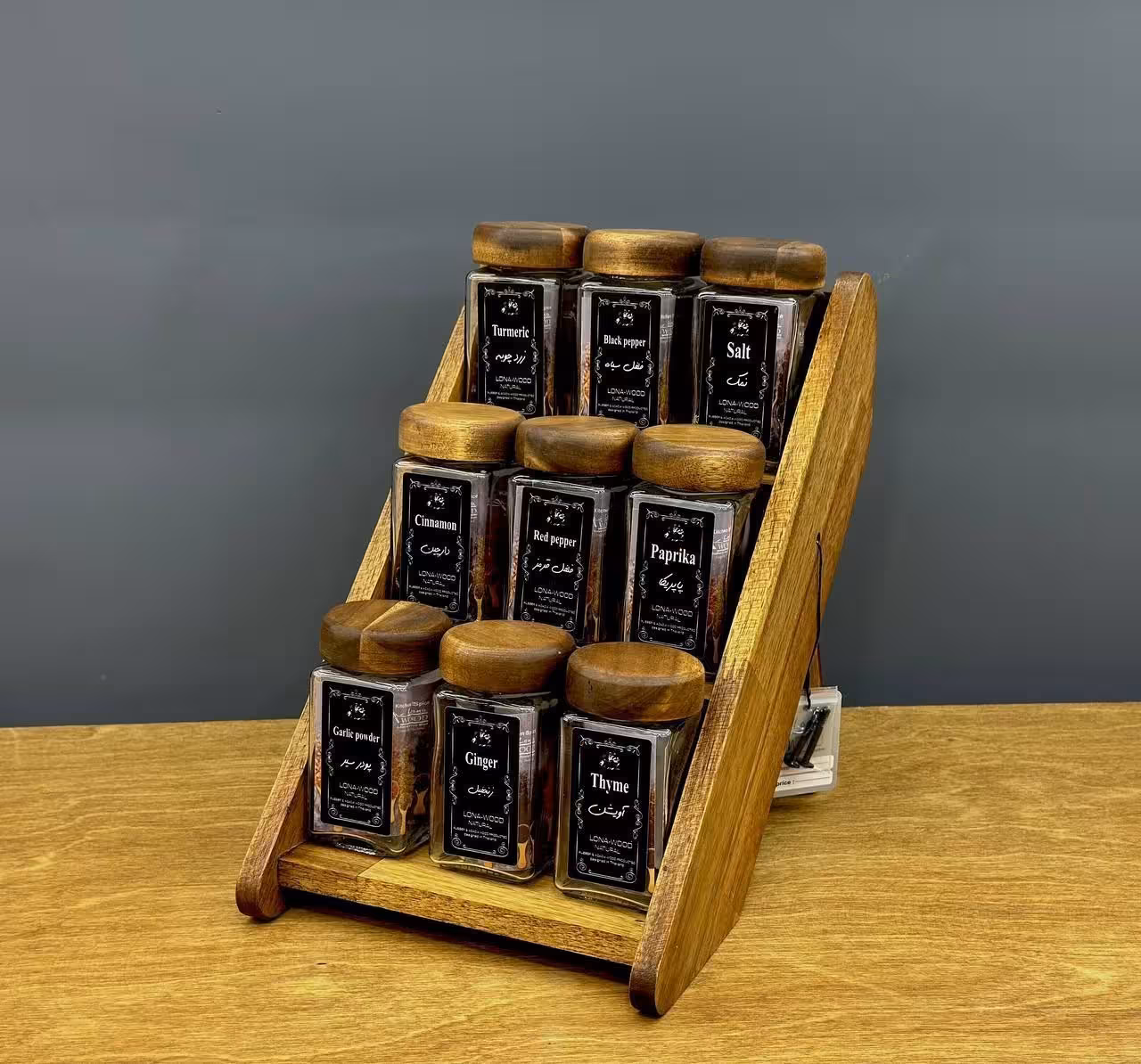 جا ادویه 9 تایی دو حالته کشویی چوب ( تیره ) 43095 از برند لونا رابروود