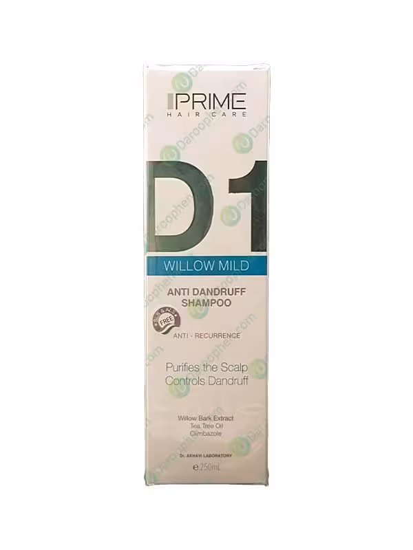 شامپو ضد شوره ملایم D1 پریم 250 میلی لیتر – Prime D1 Willow Mild Anti Dandruff Shampoo 250 ml