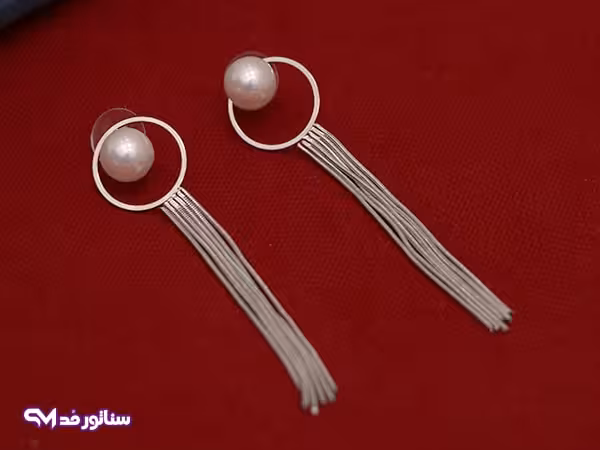 گوشواره استیل آویزی طرح مروارید کد G5013