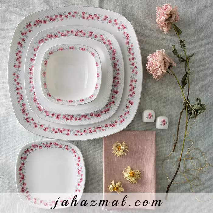 سرویس چینی زرین طرح گلسار پلاتینی 27 پارچه