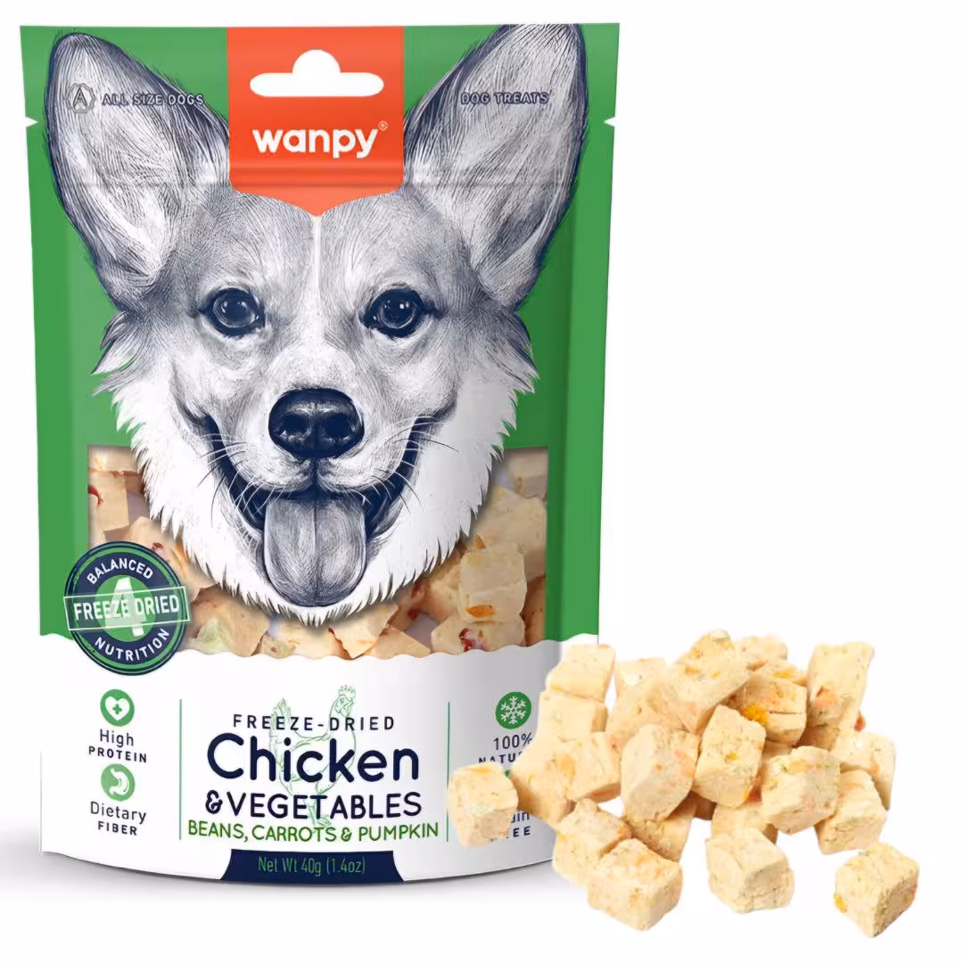 تشویقی سگ ونپی طعم مرغ و سبزیجات مدل Freeze Dried